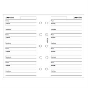Filofax Mini Diary Name & Contact Information Refill